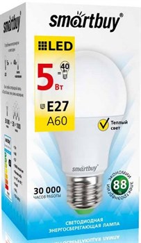 Лампа свет.LED Smartbuy-A60-05W/4000/Е27 SBL-A60-05-40K-E27 - фото 4912