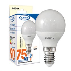 Лампа светодиодная IONICH декоративного освещения "шар" ILED-SMD2835-P45-8Вт-720Лм-220В-4000К-E14 1548 - фото 6827